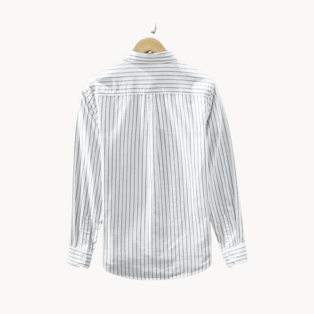 Rigor Cotton Stripe Men’s Long Sleeve Shirt – Tailored Lightweight Summer Shirt