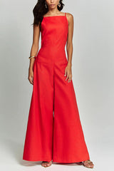 Lana Linen Jumpsuit – Wide-Leg Jumpsuit with Pockets and Open Back