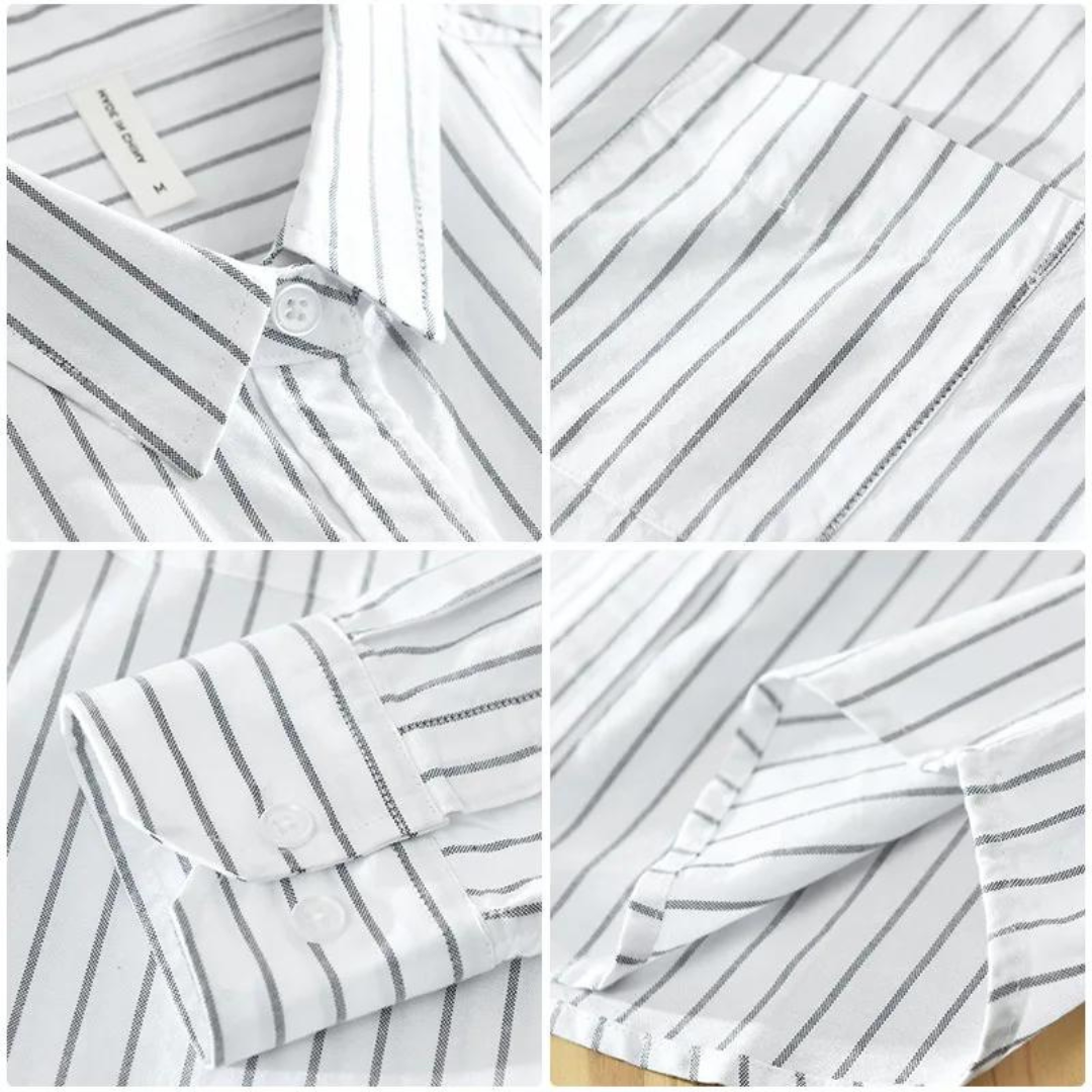 Rigor Cotton Stripe Men’s Long Sleeve Shirt – Tailored Lightweight Summer Shirt