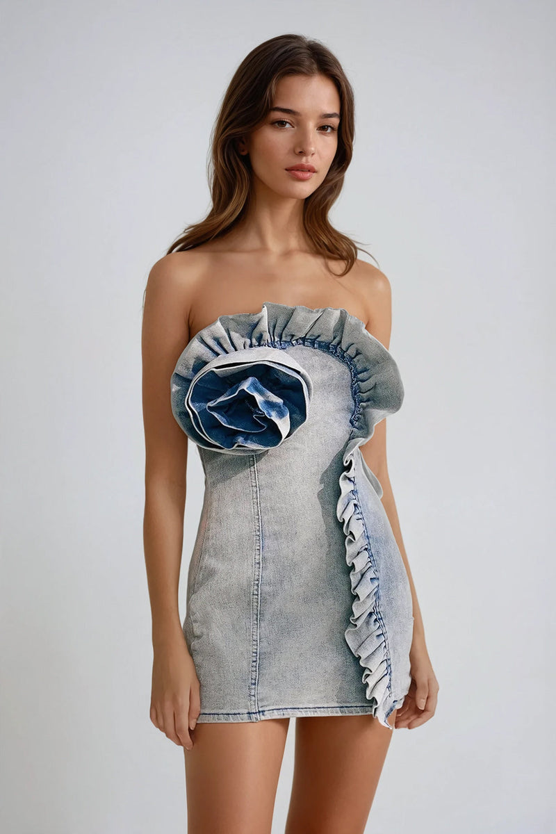 Tatum Bold Ruffle Strapless Mini Dress