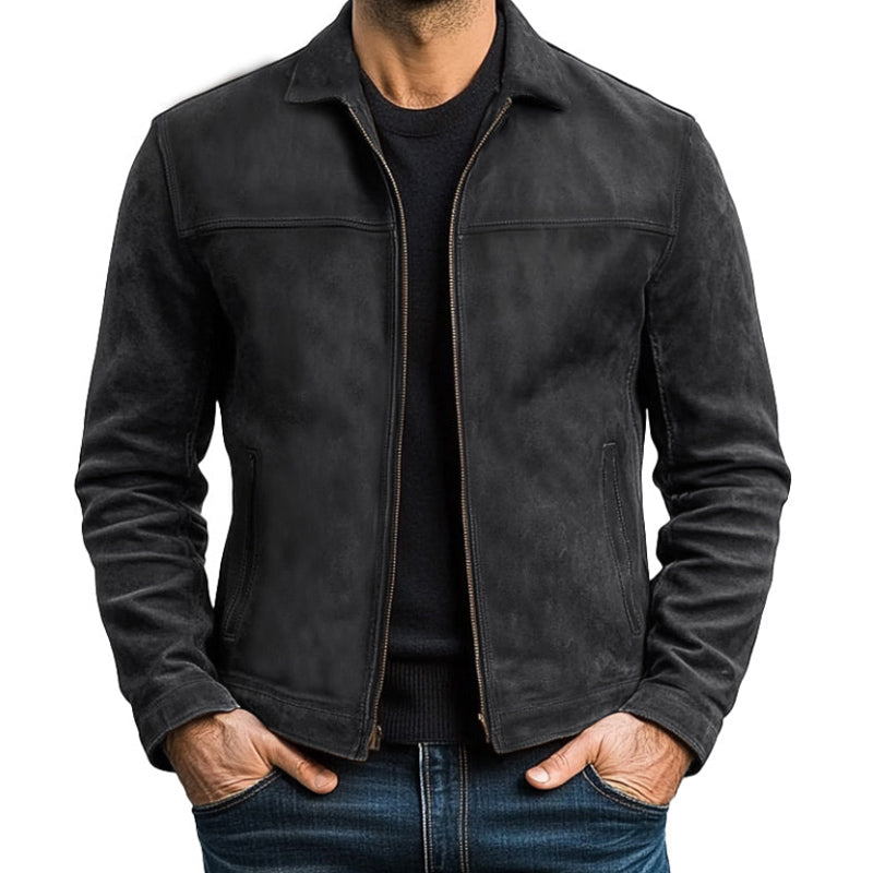 Weston Men’s Leather Jacket – Slim Fit Zipper Design with Classic Detailing