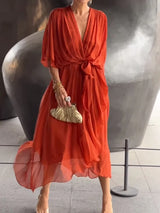 Madison V-Neck Chiffon Maxi Dress