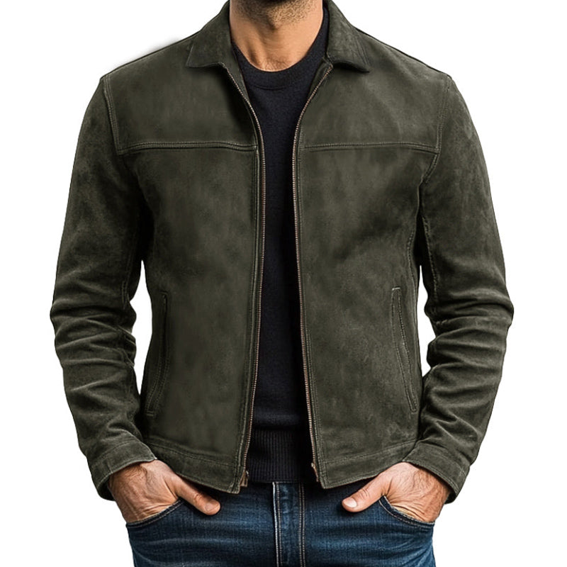 Weston Men’s Leather Jacket – Slim Fit Zipper Design with Classic Detailing