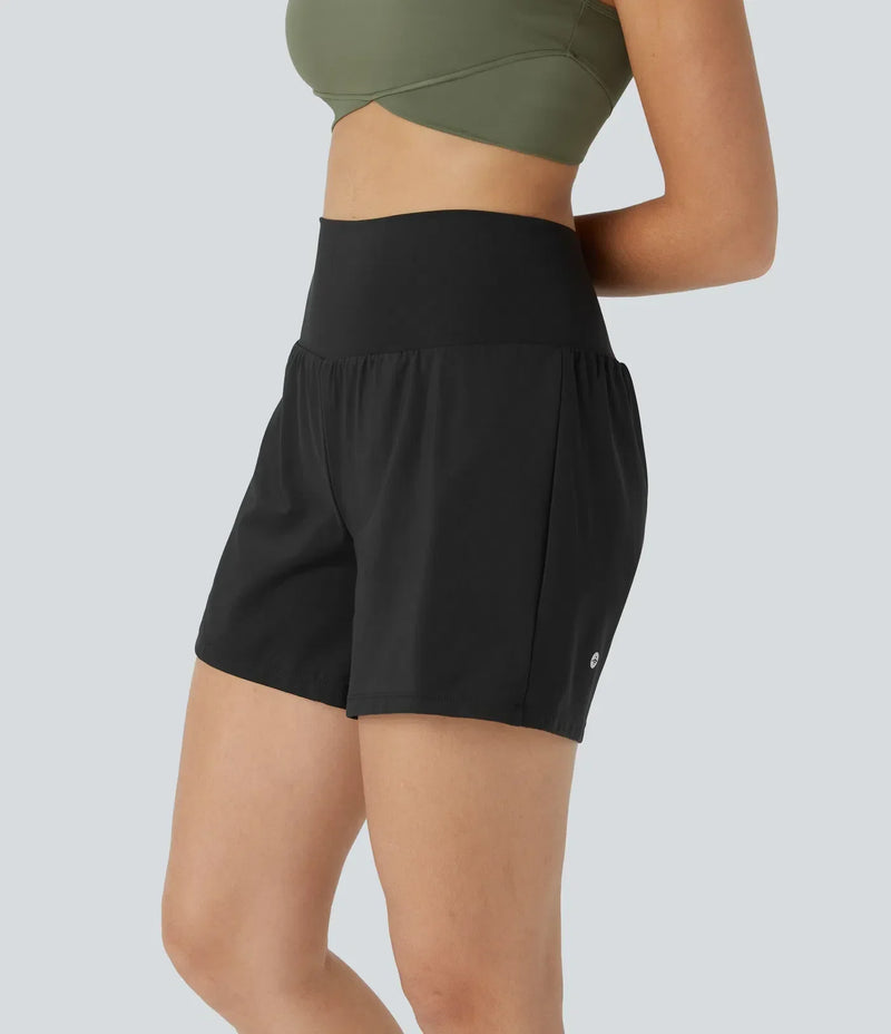 Sienna Performance Pocket Shorts – High-Waist Yoga Shorts with Coverage & Storage