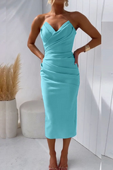 Sienna Strapless Evening Dress – Elegant Satin Dress for Summer Soirées