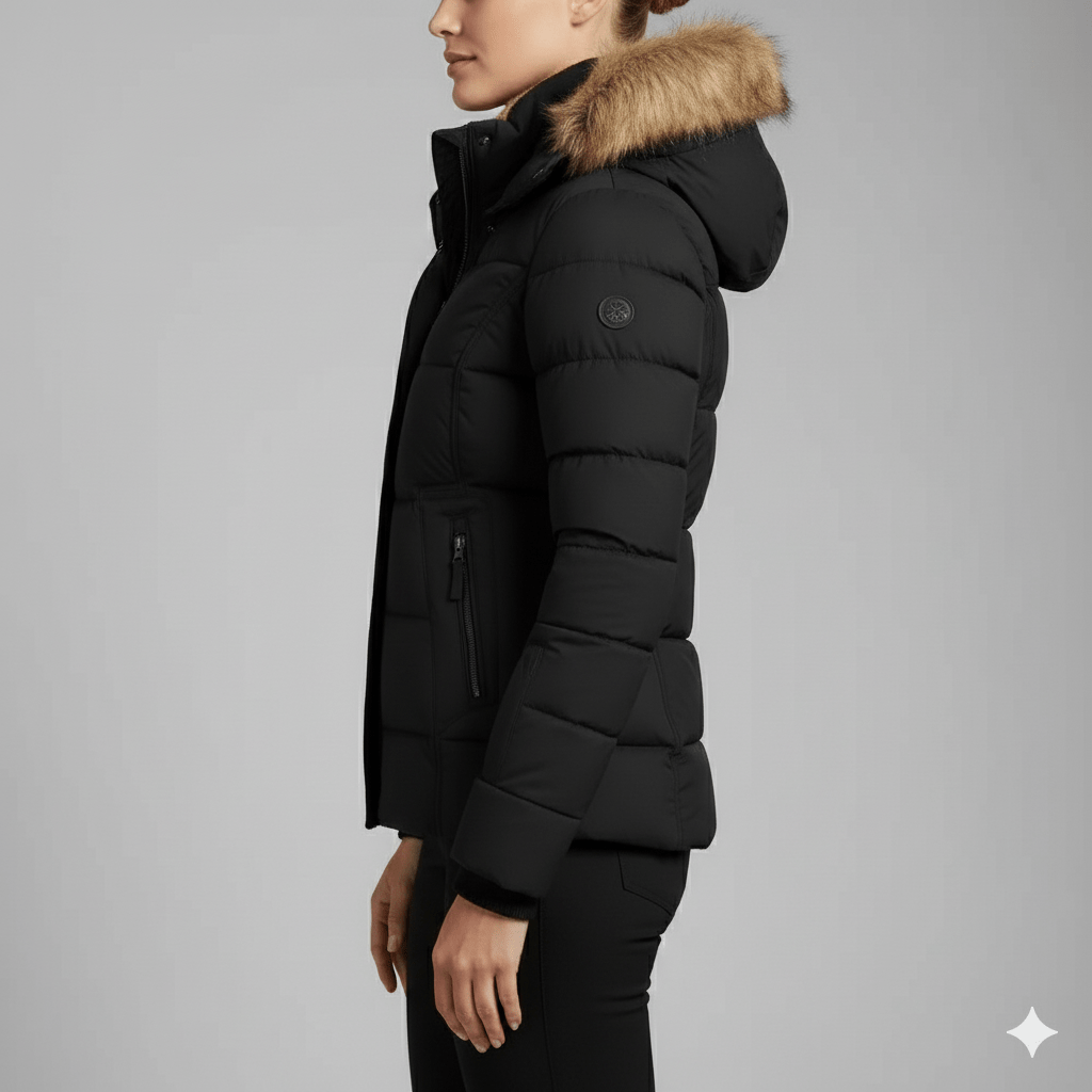 Veronica Women’s Puffer Jacket – Quilted Winter Coat with Detachable Fur Hood
