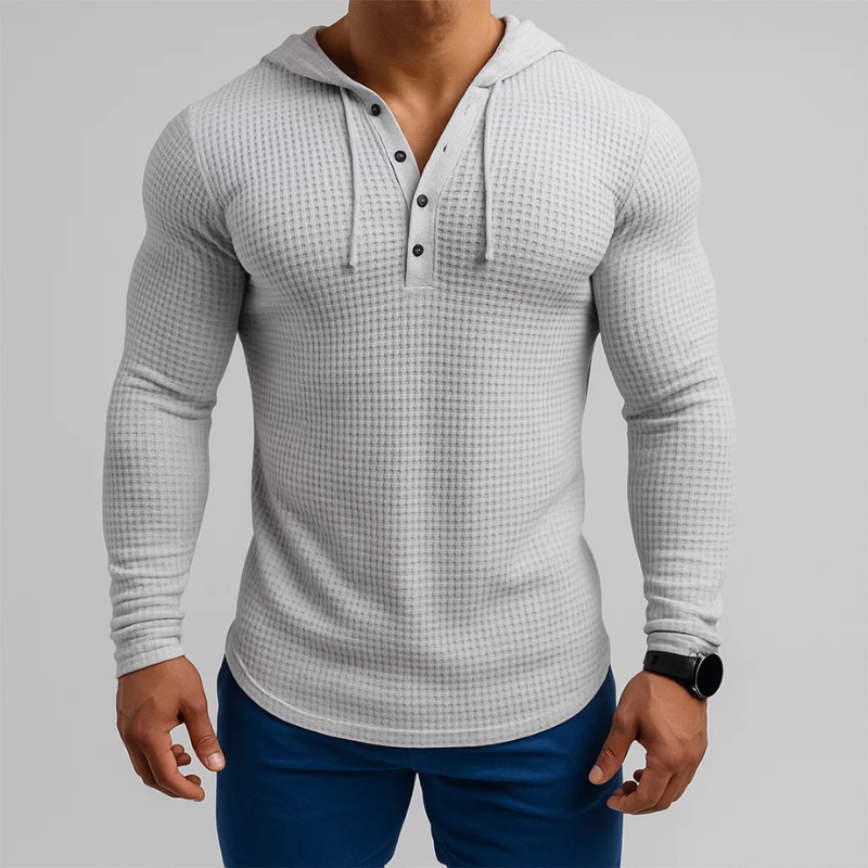 Landon Men’s Hoodie Pullover – Waffle Knit Textured Pullover