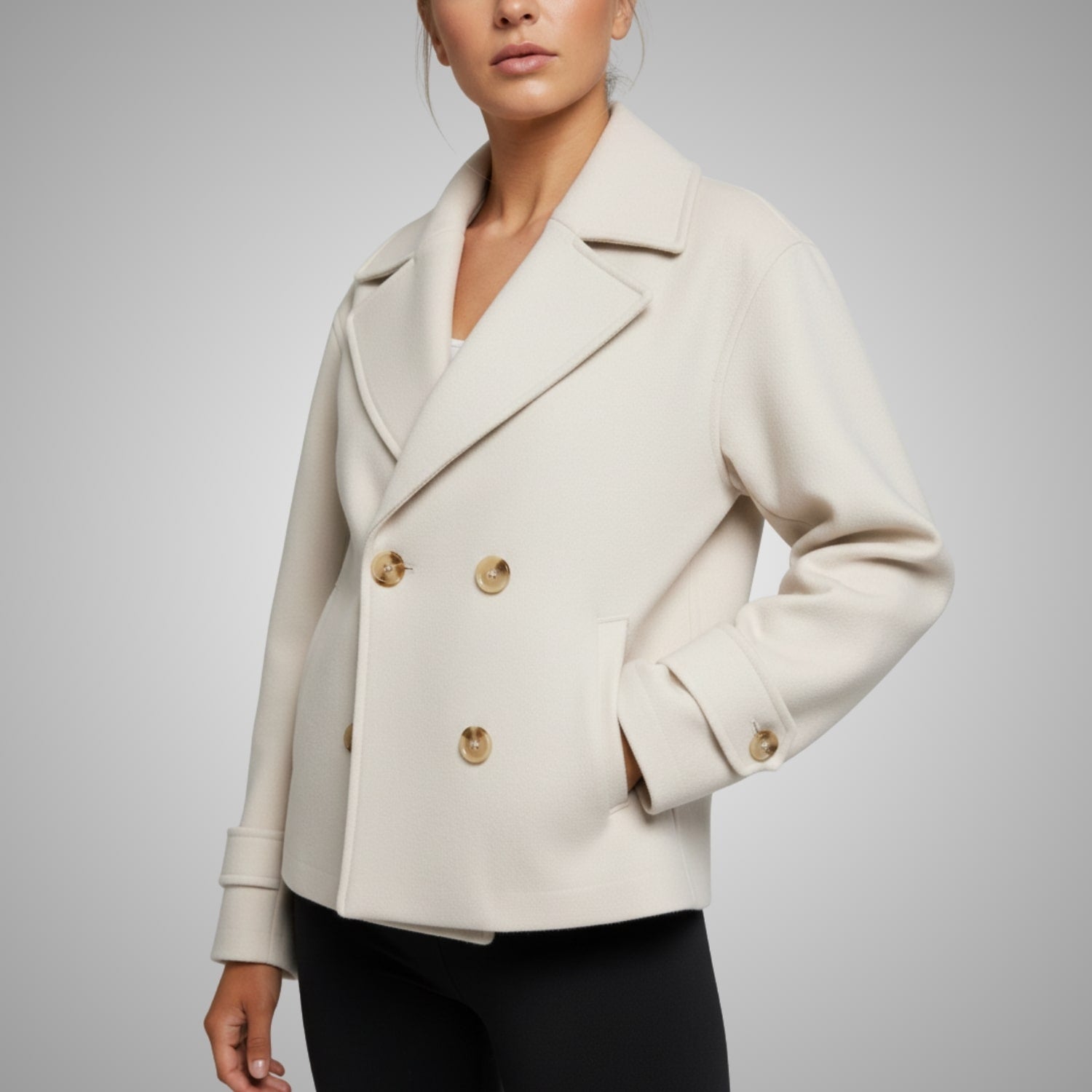 Noemi Women’s Trench Coat – Double-Breasted Cropped Cotton-Blend Jacket