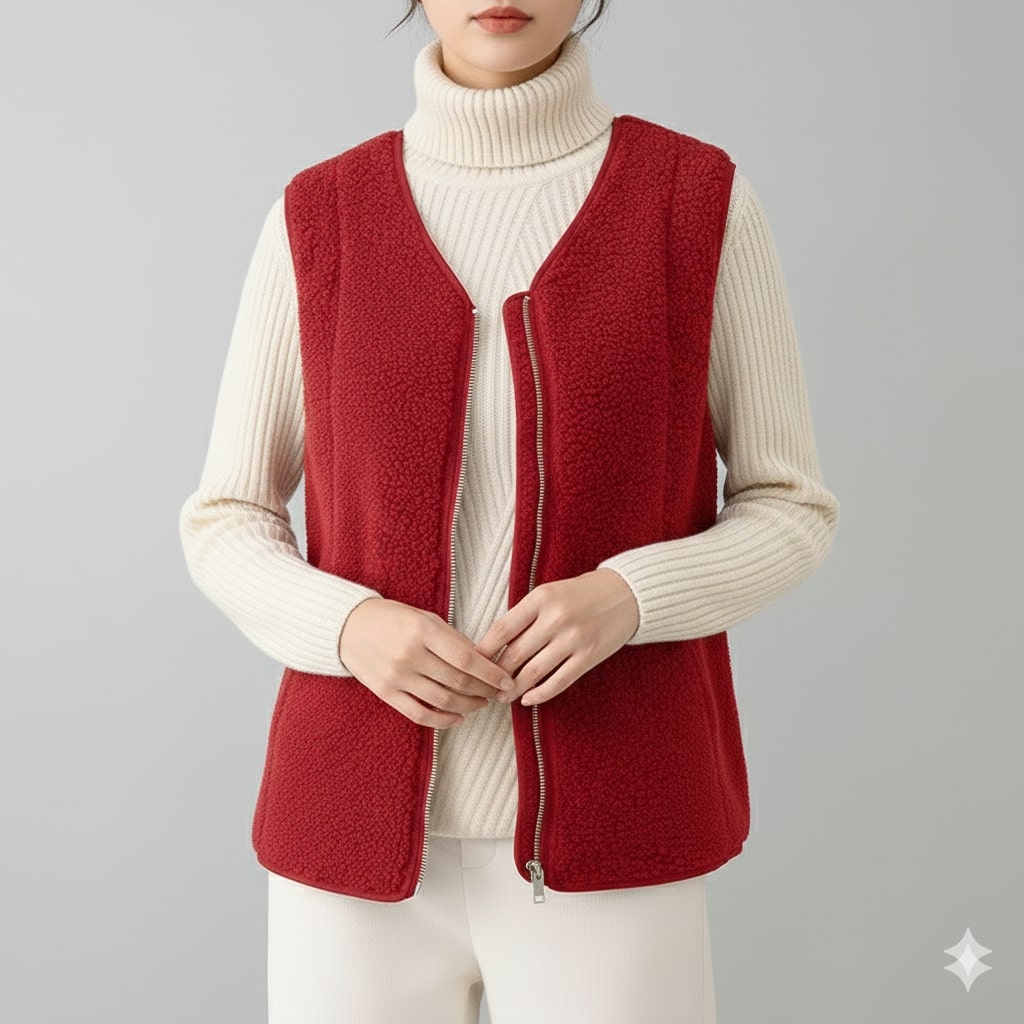 Herlene Women’s Fleece Vest – Plush Shearling Vest Lightweight Layer