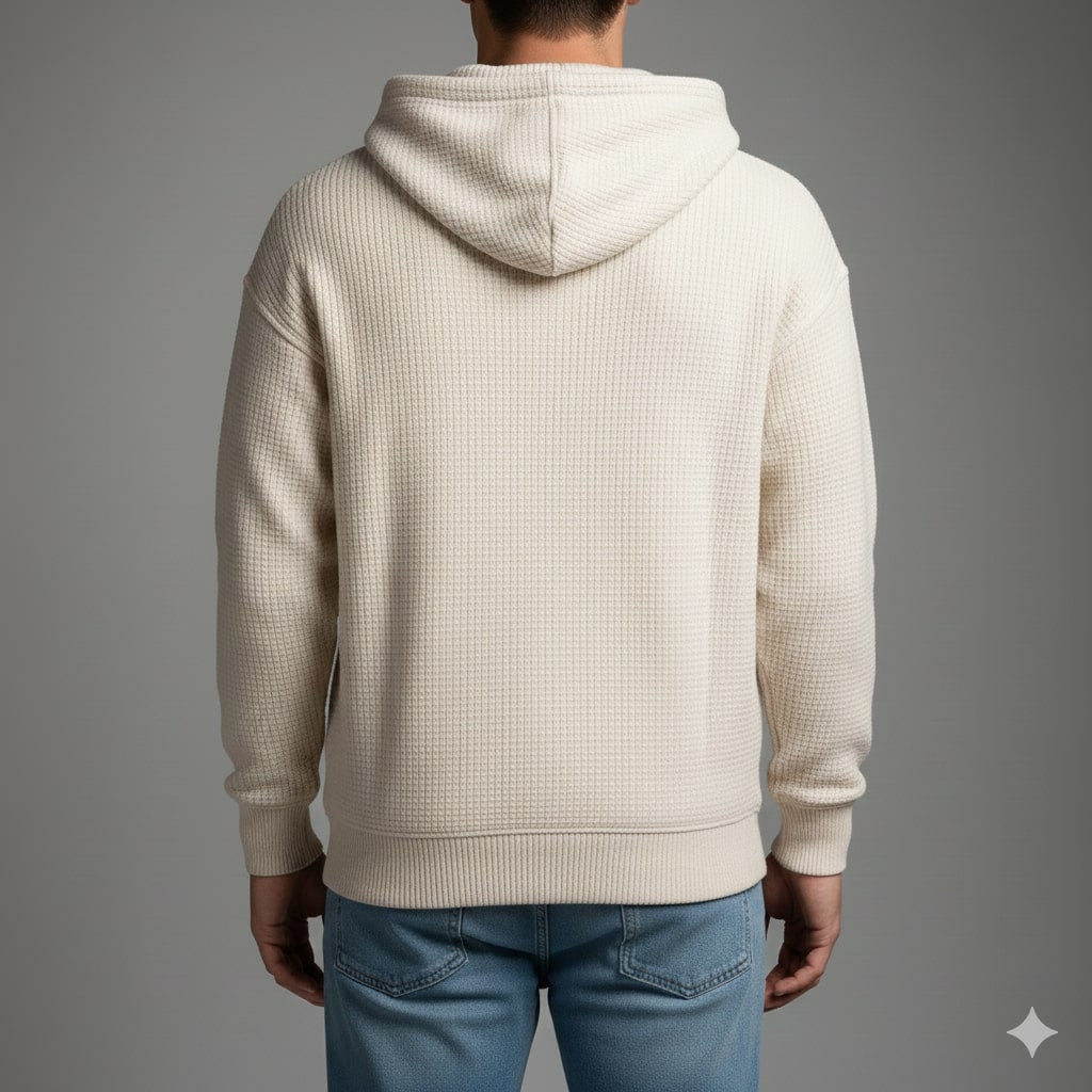 Charles Men’s Waffle Hoodie – Soft Waffle-Knit Half-Zip Sweater for Casual Layering