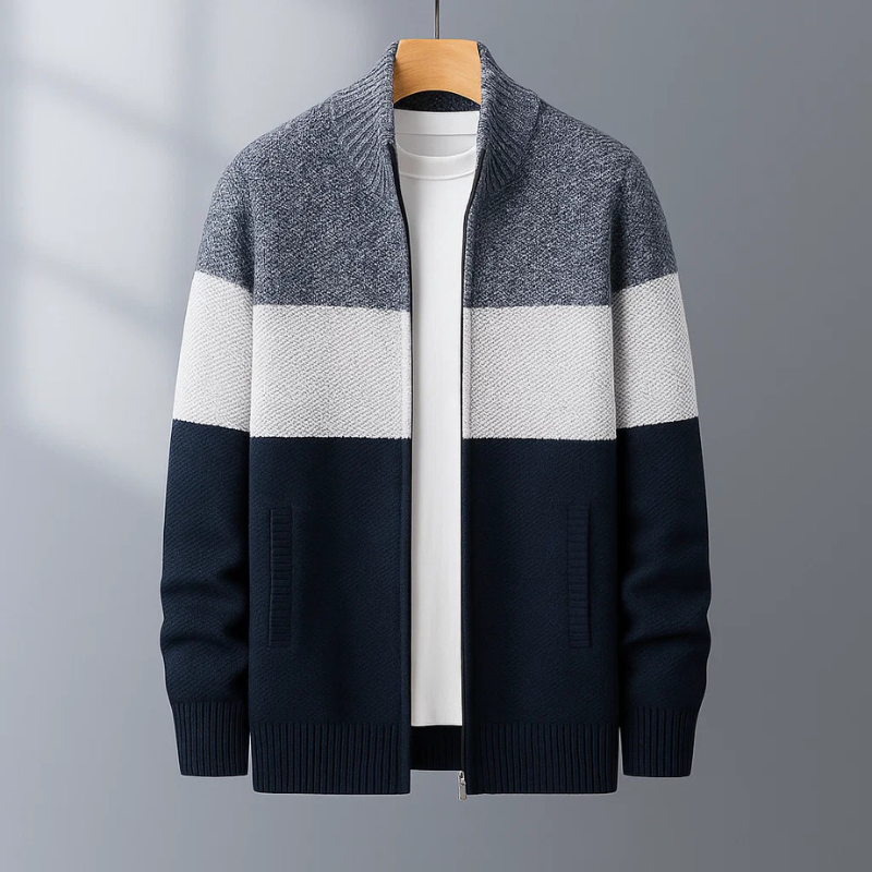 Loren Men’s Fleece Jacket – Cotton Knitted Full-Zip Jacket