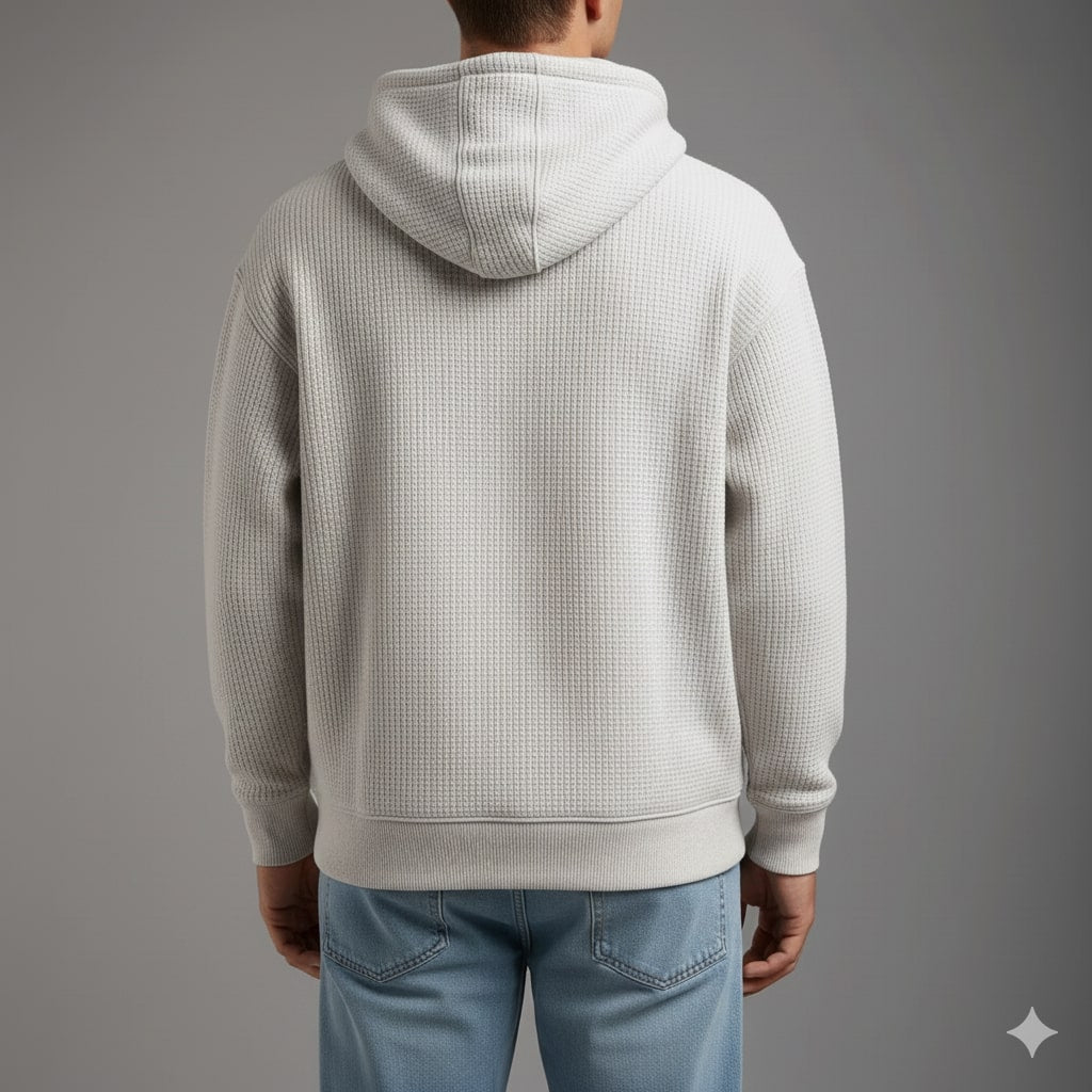 Charles Men’s Waffle Hoodie – Soft Waffle-Knit Half-Zip Sweater for Casual Layering