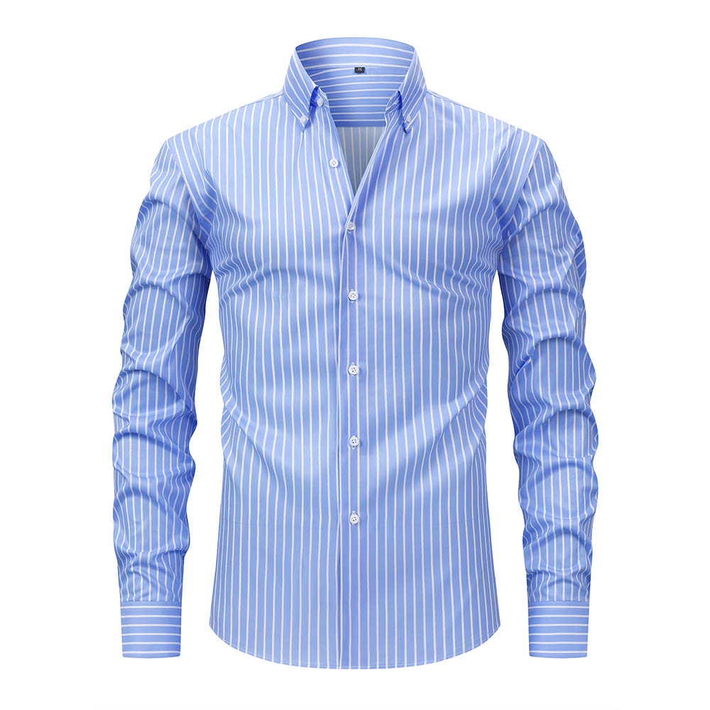 Marco Men’s Button Down Shirt – Classic Striped Cotton Blend Shirt