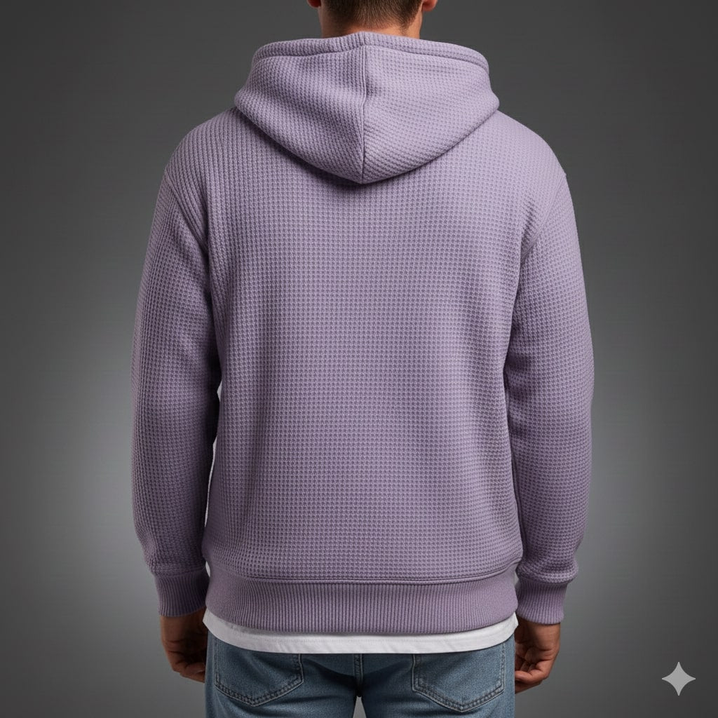 Charles Men’s Waffle Hoodie – Soft Waffle-Knit Half-Zip Sweater for Casual Layering