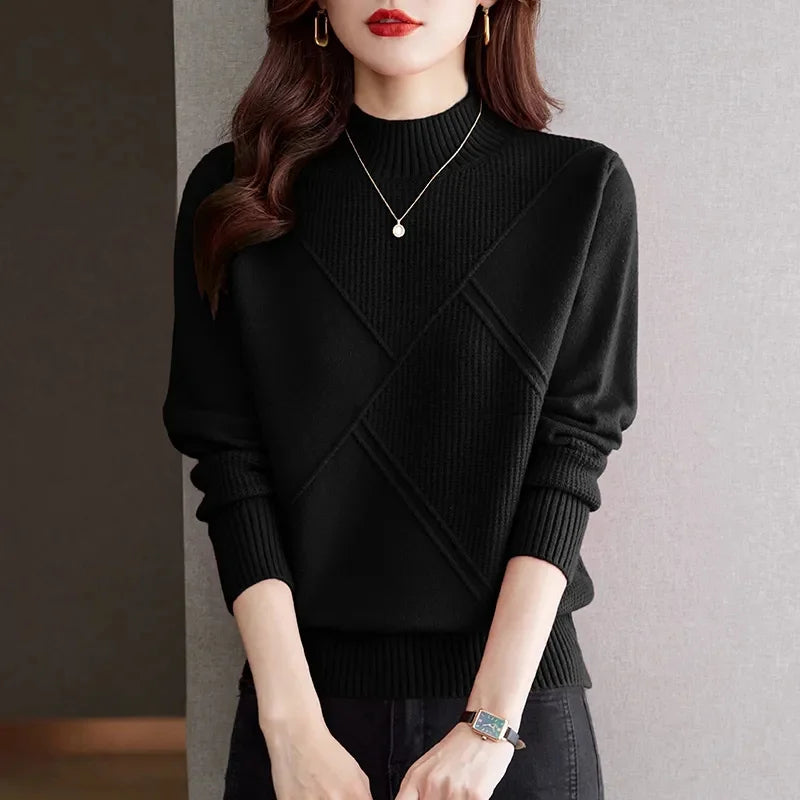 Veronica Women’s Pullover Sweater – Soft Cotton Blend with Mock Neck
