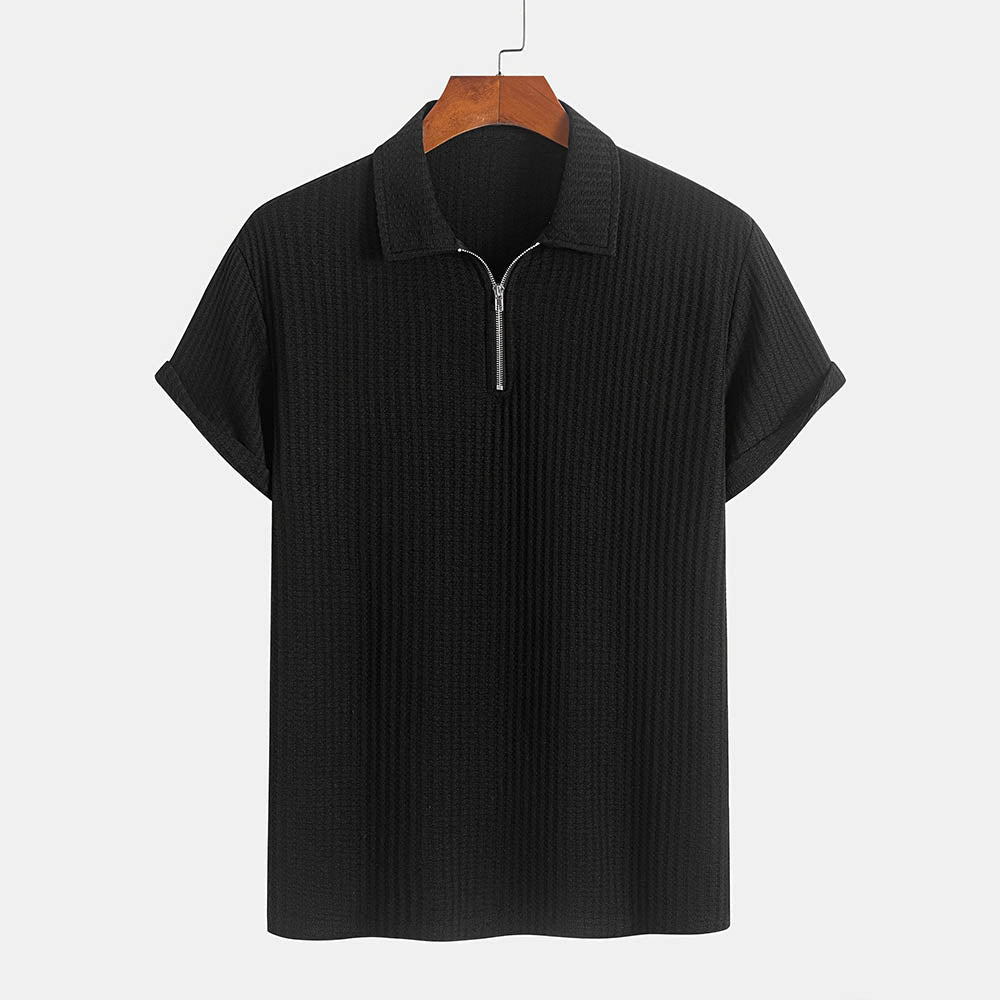 Dominic Men’s Polo Shirt – Textured Organic Half-Zip Men’s Polo