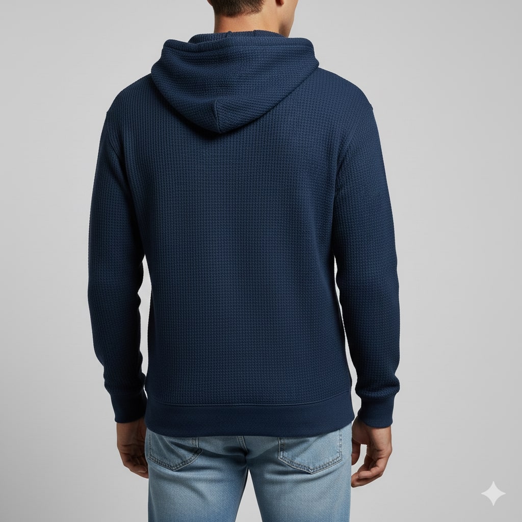 Charles Men’s Waffle Hoodie – Soft Waffle-Knit Half-Zip Sweater for Casual Layering