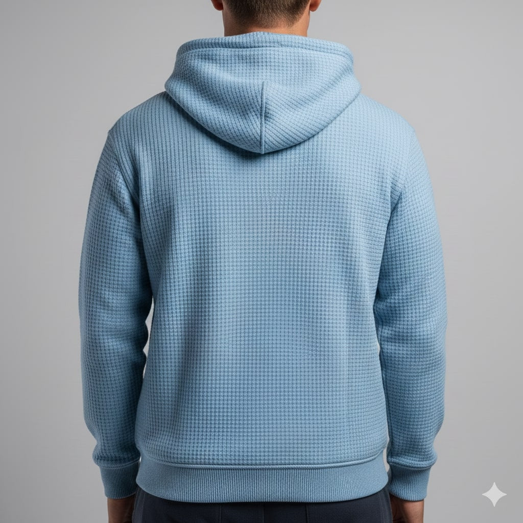 Charles Men’s Waffle Hoodie – Soft Waffle-Knit Half-Zip Sweater for Casual Layering