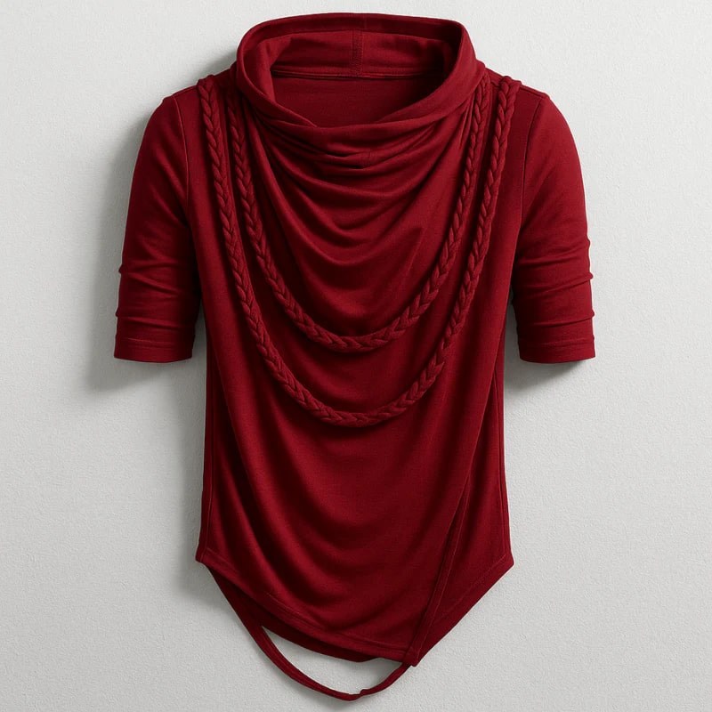 Ameer Men’s Hooded Shirt – Stretch-Knit Cotton with Asymmetrical Hem
