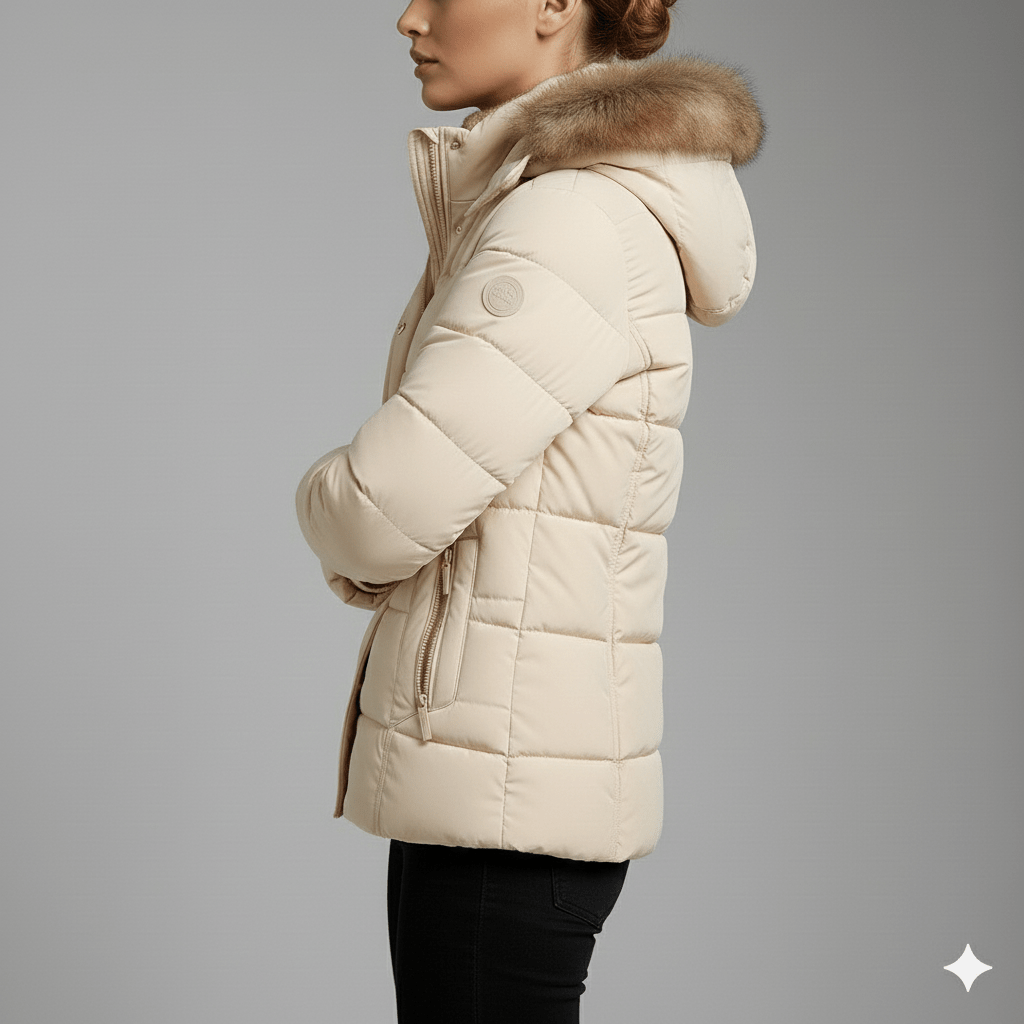 Veronica Women’s Puffer Jacket – Quilted Winter Coat with Detachable Fur Hood