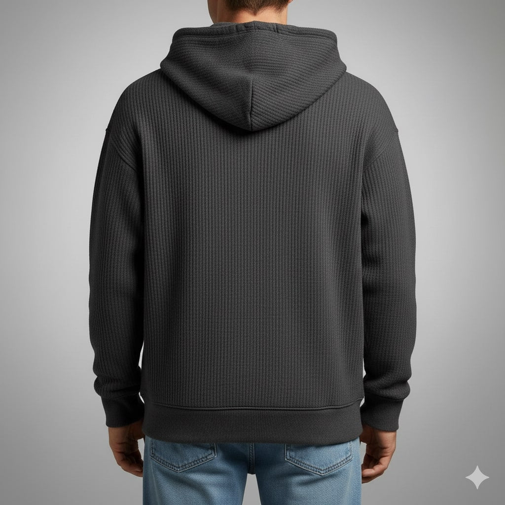 Charles Men’s Waffle Hoodie – Soft Waffle-Knit Half-Zip Sweater for Casual Layering