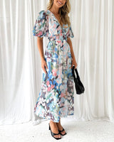 Celeste Floral V‑Neck Dress – Elegant Floral V‑Neck Dress with Flowing Silhouette