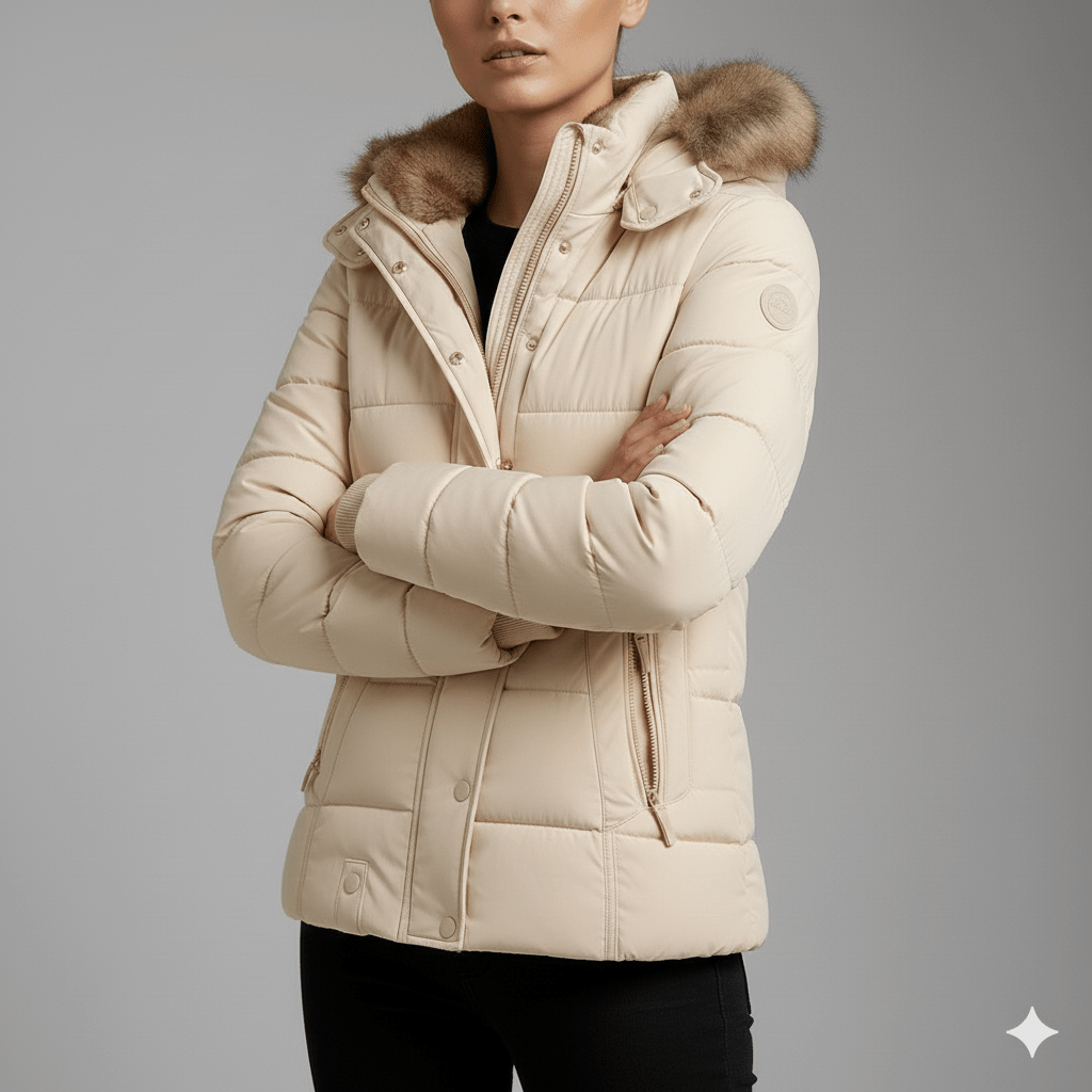 Veronica Women’s Puffer Jacket – Quilted Winter Coat with Detachable Fur Hood