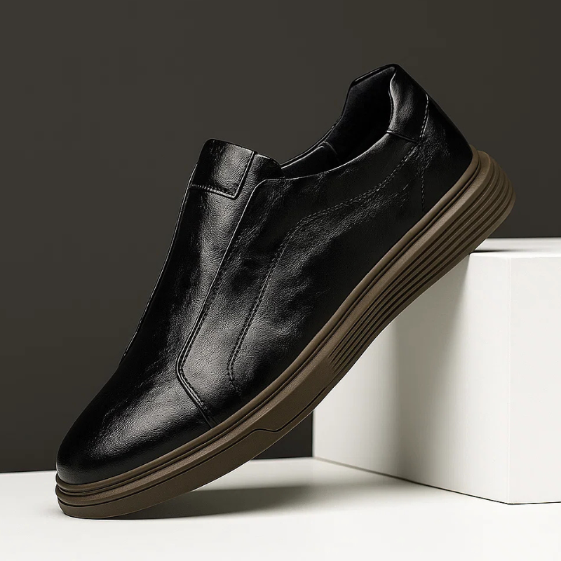 Farjan Men’s Sneakers – Lightweight Leather Slip-On Casual Shoes