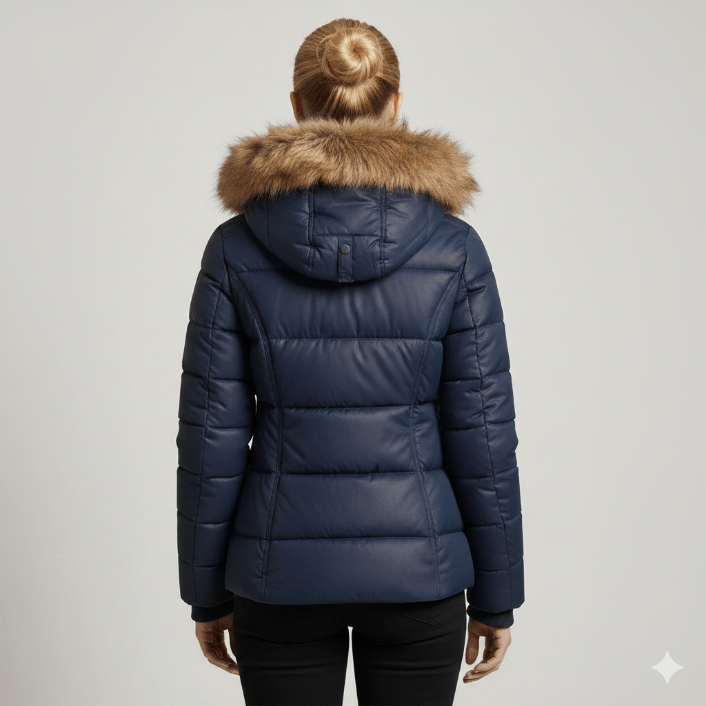 Veronica Women’s Puffer Jacket – Quilted Winter Coat with Detachable Fur Hood