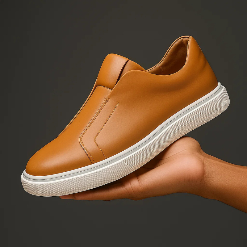 Miro Men’s Casual Shoes – Leather Slip-On Sneakers with Cushioned Comfort