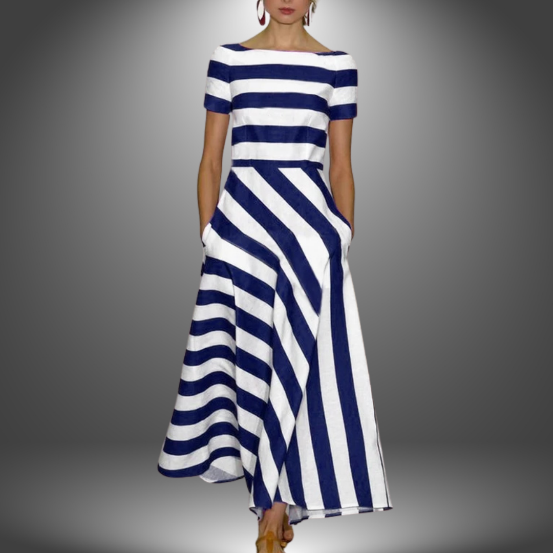 Marina Striped Cotton Maxi Dress – Handcrafted Summer Piece with Flowy Fit