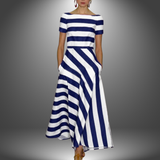 Marina Striped Cotton Maxi Dress – Handcrafted Summer Piece with Flowy Fit