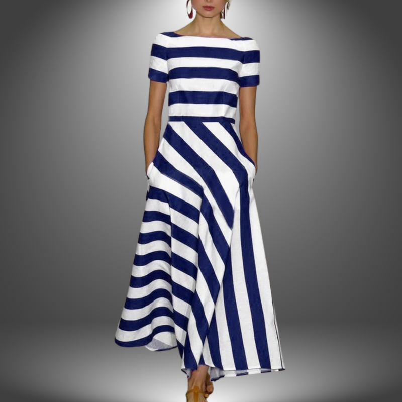 Marina Striped Cotton Maxi Dress – Handcrafted Summer Piece with Flowy Fit