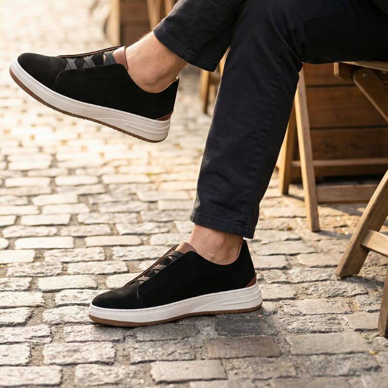 Declan Men’s Suede Slip-On Sneakers – Cowhide Leather Shoes