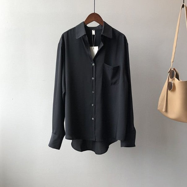 Giada Silk Drape Blouse – Lightweight Satin Shirt for Polished Everyday Looks