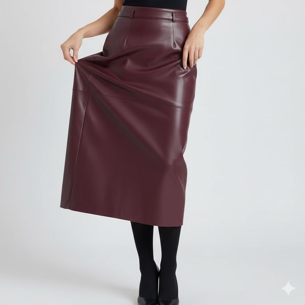 Darla Women’s Leather Pencil Skirt – High-Waist Slim Fit Leather Skirt