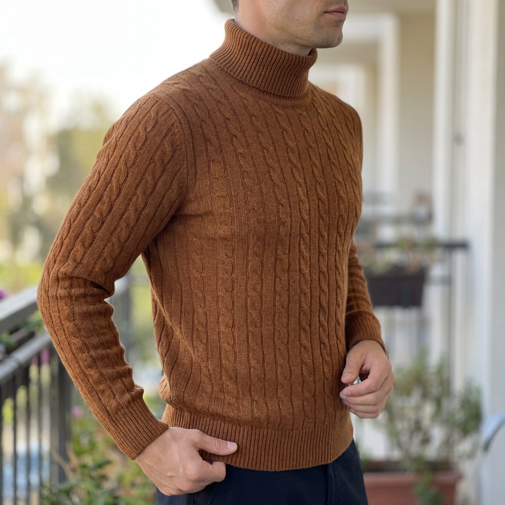 Arthur Men’s Turtleneck Sweater – Cable Knit Jumper