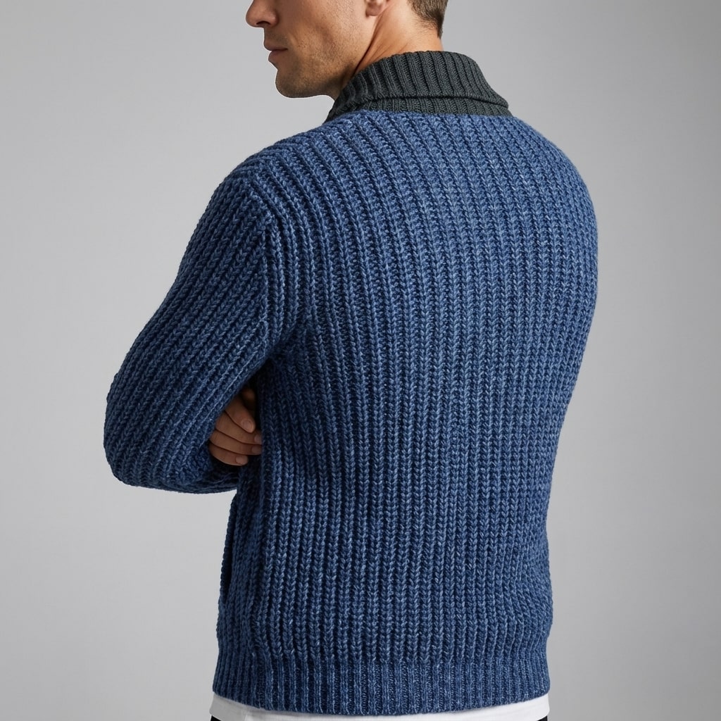 Marcus Men’s Cardigan – Chunky Knit Button-Up Shawl Collar Cardigan