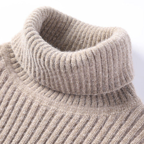 Arnelio Men’s Turtleneck Sweater – Thick Ribbed Knit with Structured Collar