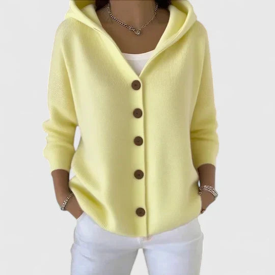 Rhea Women’s Cardigan – Hooded Button-Up Lightweight Everyday Layer