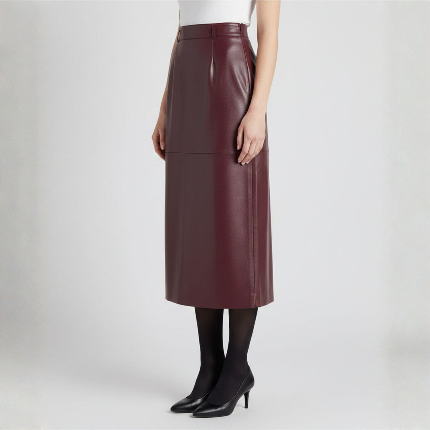 Darla Women’s Leather Pencil Skirt – High-Waist Slim Fit Leather Skirt