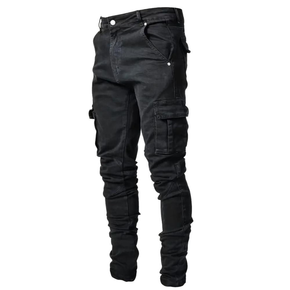 Silas Men’s Cargo Pants – Slim Fit Stretch Denim with Tactical Pocket Detailing