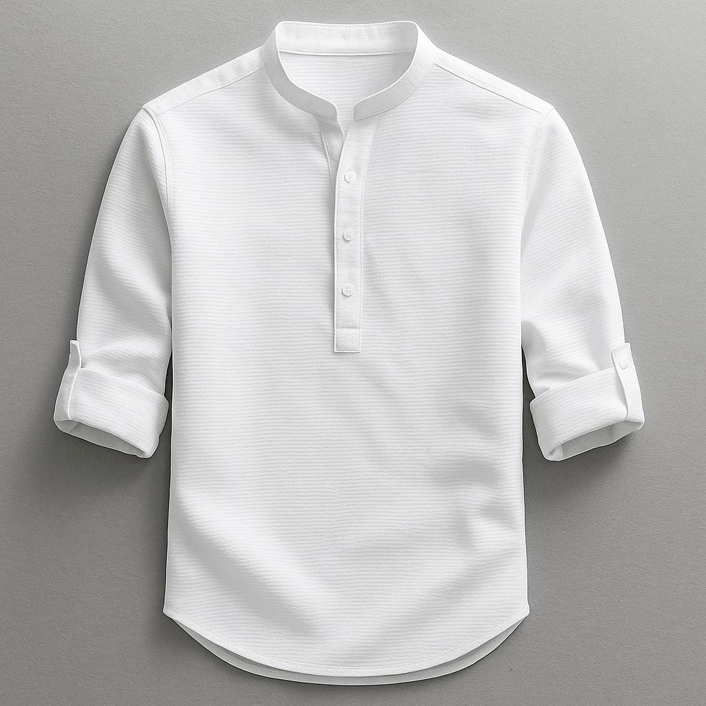 Callen Textured Cotton Henley Shirt – Relaxed Fit Casual Shirt