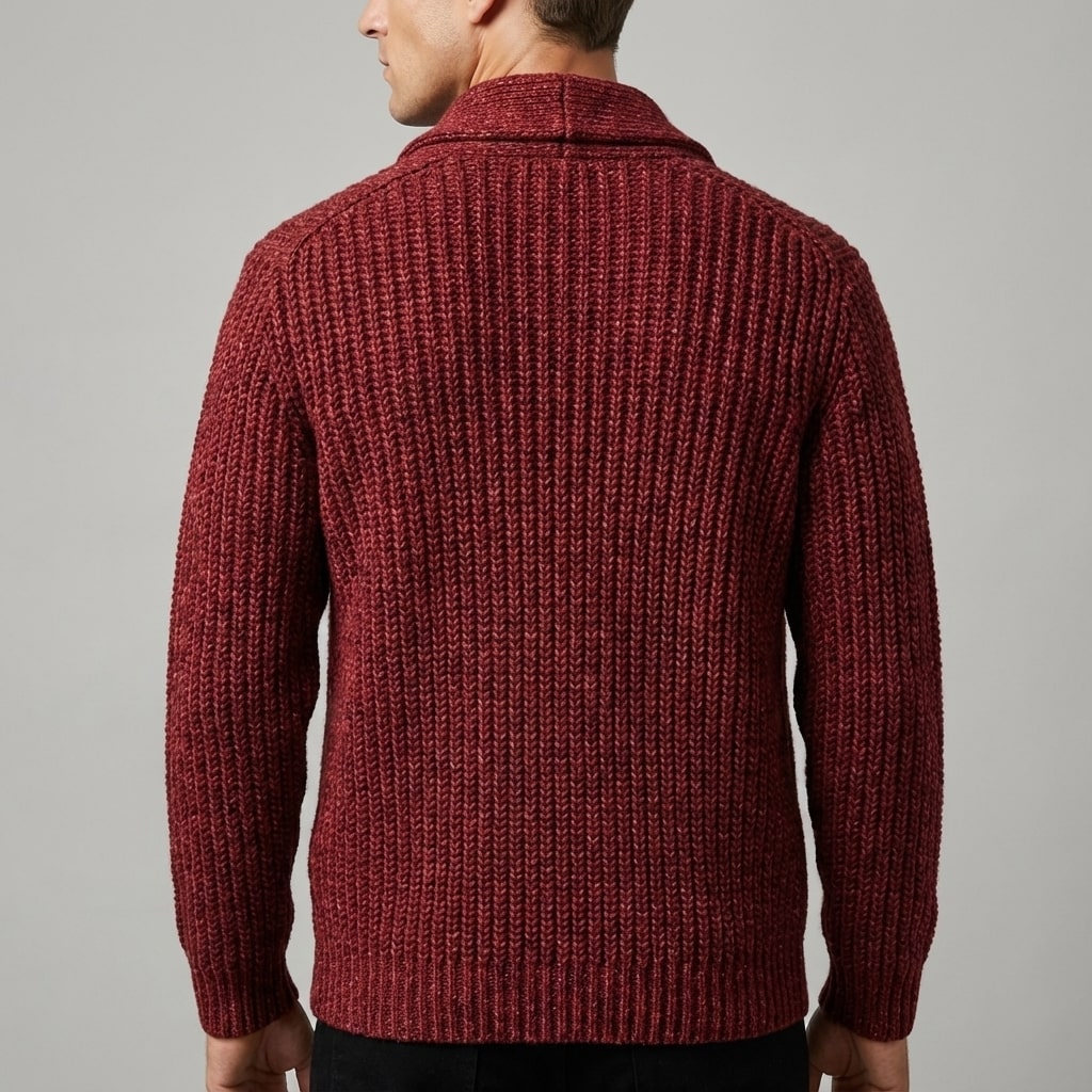 Marcus Men’s Cardigan – Chunky Knit Button-Up Shawl Collar Cardigan