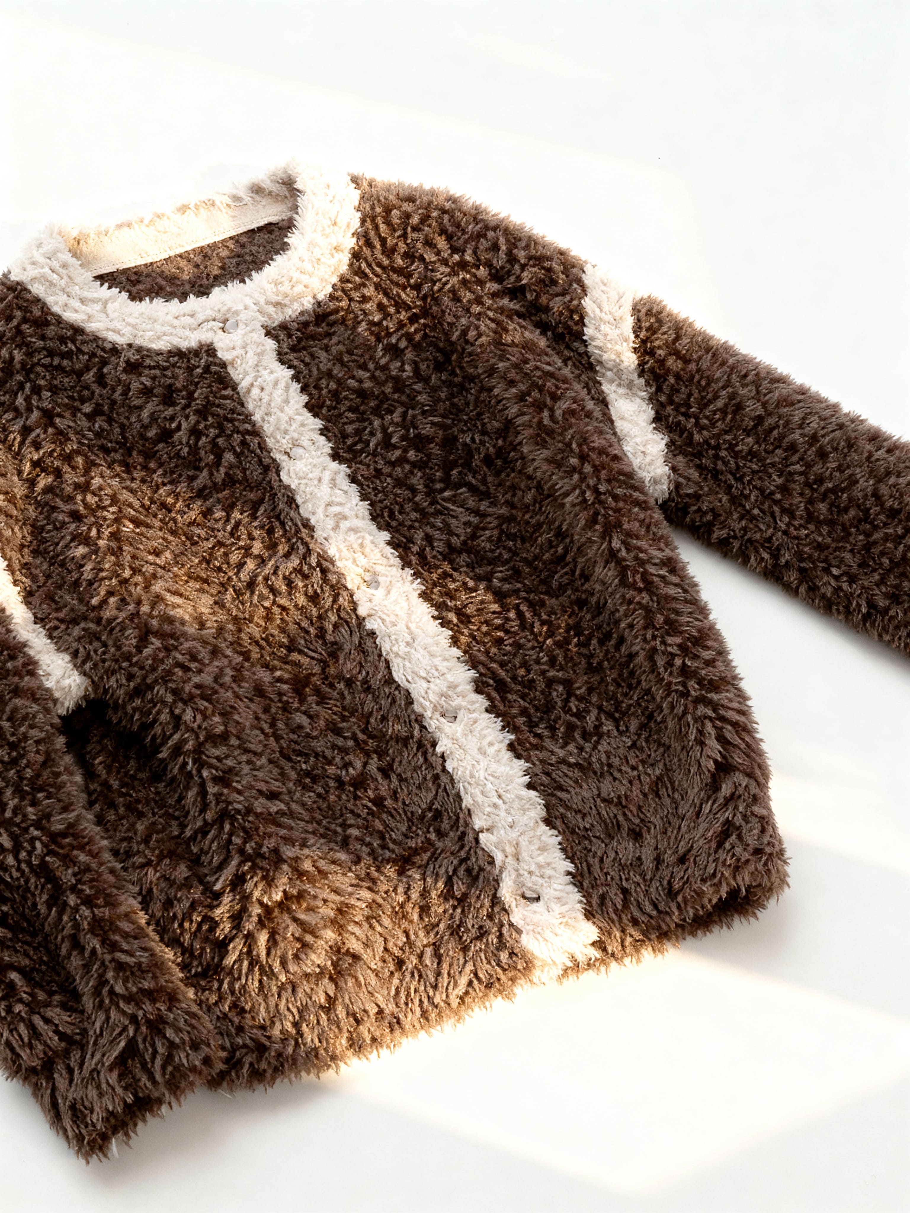 Maribel Women’s Sherpa Jacket – Fuzzy Button-Up with Contrast Trim