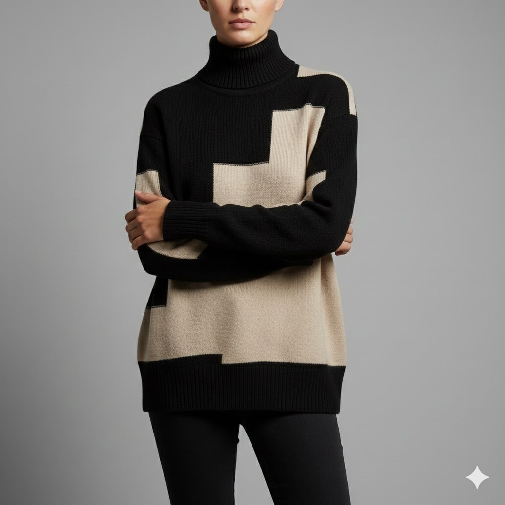 Lovi Women’s Turtleneck Sweater – Soft Knit Pullover with Warm Ribbed Texture