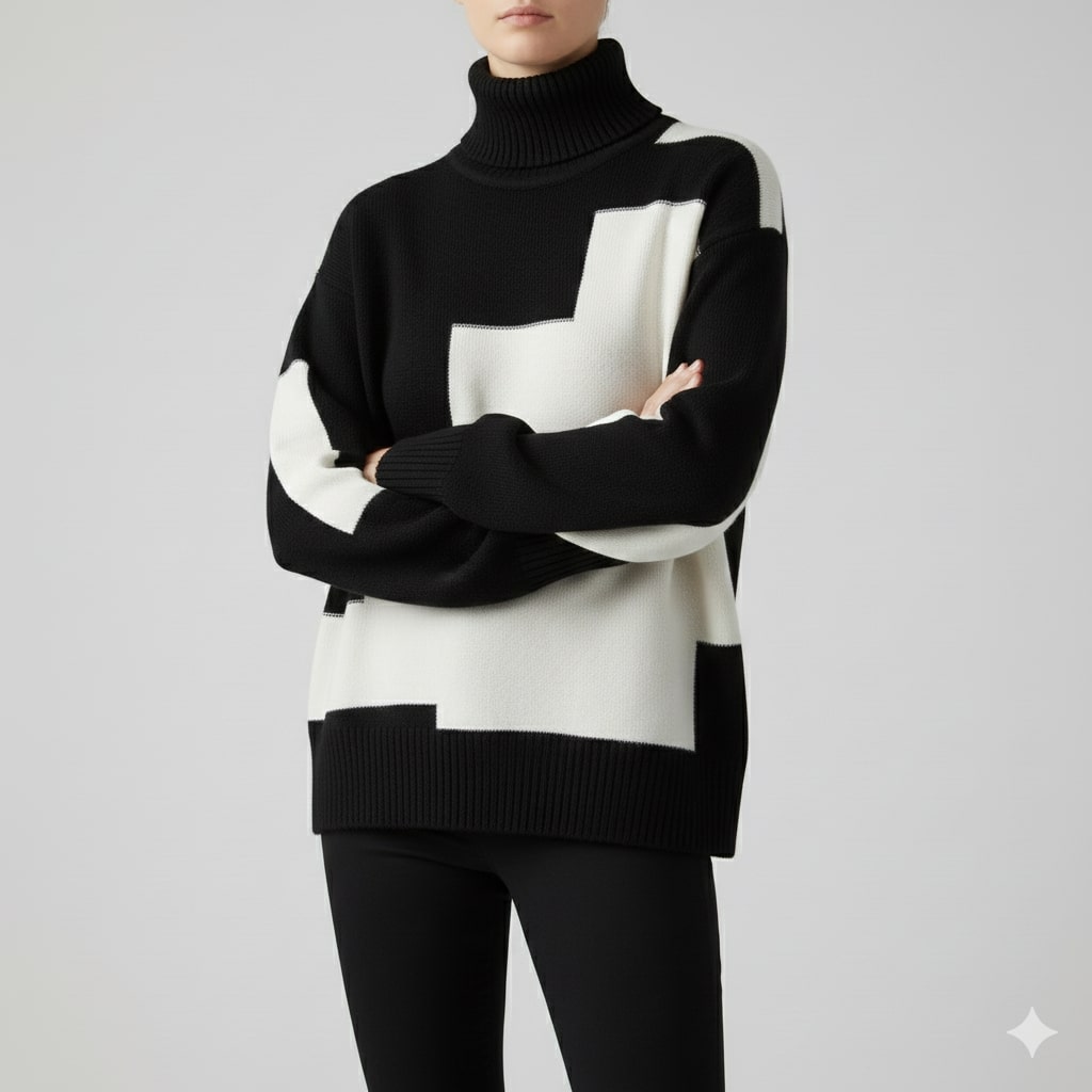 Lovi Women’s Turtleneck Sweater – Soft Knit Pullover with Warm Ribbed Texture