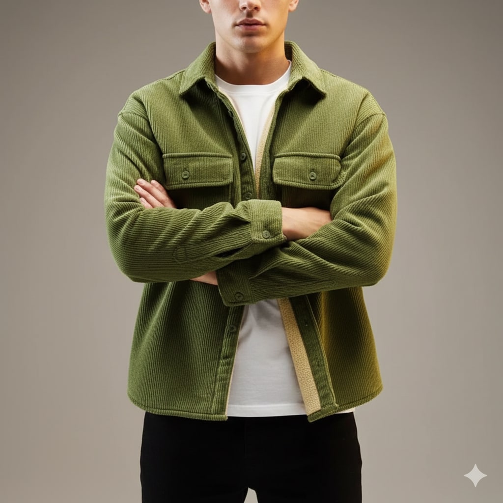 Jasper Men’s Corduroy Shirt Jacket – Sherpa-Lined Outerwear