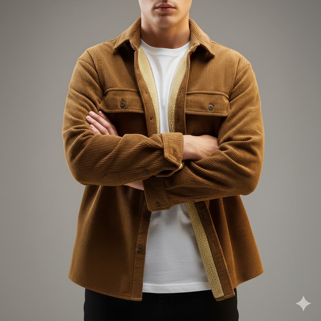 Jasper Men’s Corduroy Shirt Jacket – Sherpa-Lined Outerwear
