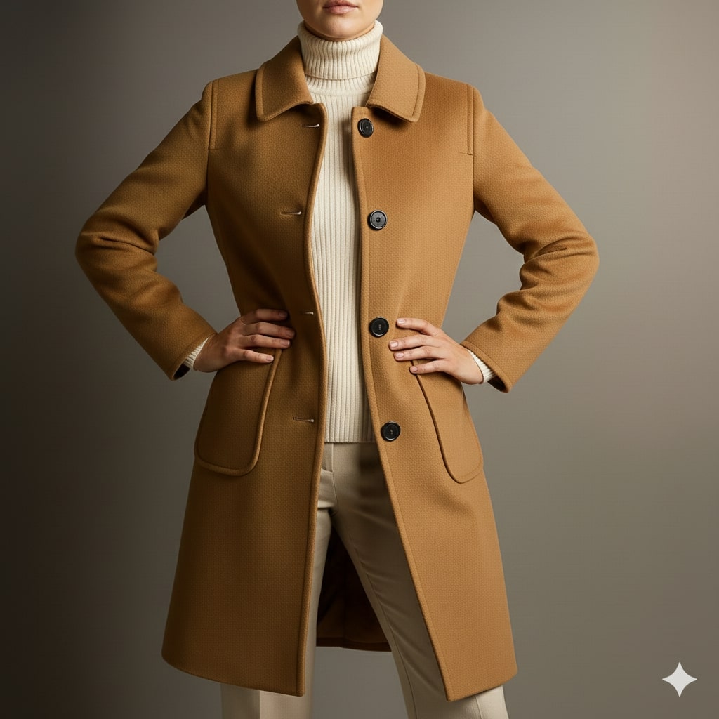 Eloisa Women’s Wool Coat – Virgin Wool Overcoat with Tailored Straight Cut